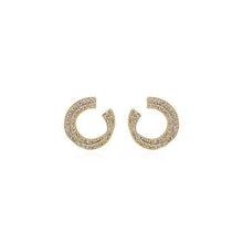 Load image into Gallery viewer, Diamante Golden C Shape Stud Earrings