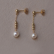 Load image into Gallery viewer, 14K Gold Plated Long Chain Pearl Drop Earrings

