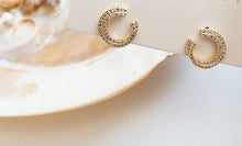 Load image into Gallery viewer, Diamante Golden C Shape Stud Earrings