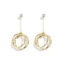 Load image into Gallery viewer, South Korea Design Gold Plated Long Three-Circle Earrings