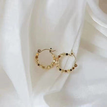Load image into Gallery viewer, Gold Plated Bead Hoop Huggie Earrings