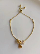 Load image into Gallery viewer, Gold Plated Snake Chain Diamante Beads Adjustable Bracelet