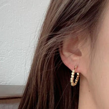 Load image into Gallery viewer, Gold Plated Bead Hoop Huggie Earrings