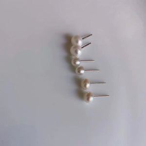 Cultured Freshwater Pearl 6mm 8mm Stud Earrings in Silver