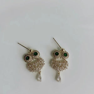 Fashion Owl 14K Gold Plated Zircon Drop Earrings