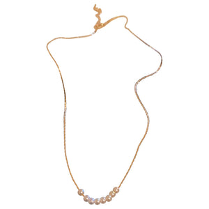Mini Pearl Chain Necklace Choker Gold Plated Silver
