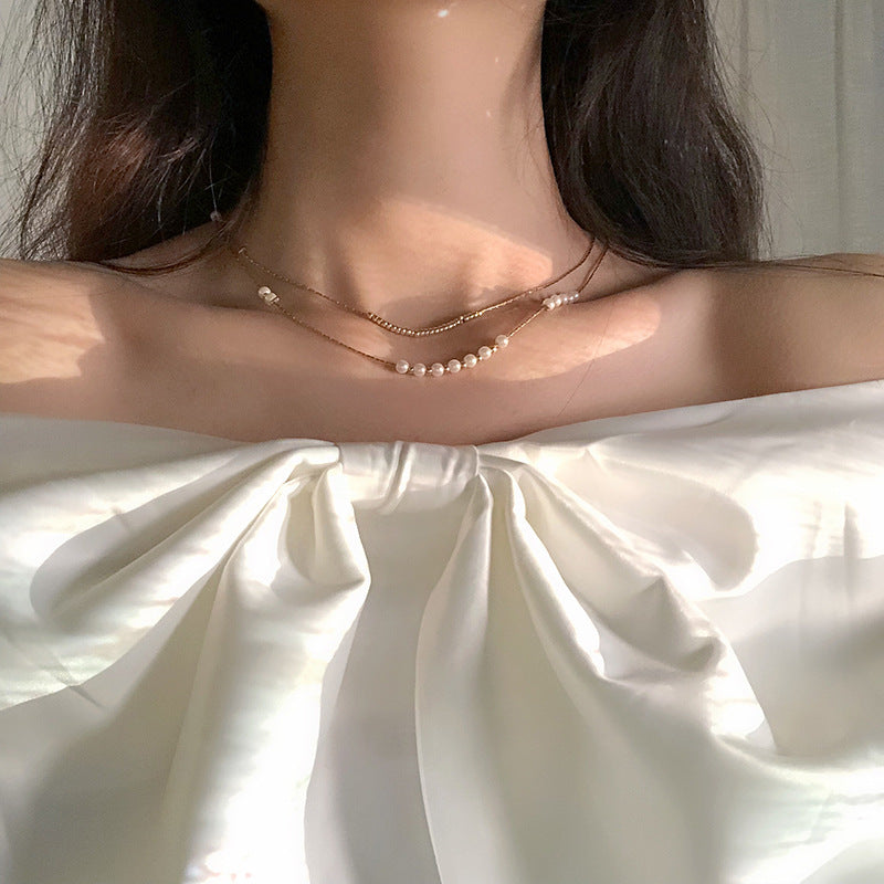 Double pearl choker deals necklace