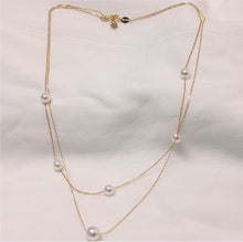 Load image into Gallery viewer, Gold Plated Silver Double Layer Pearl Plato Choker Necklace
