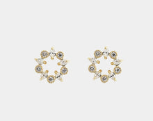 Load image into Gallery viewer, Gold Plated Diamante Petal Circle Stud Earrings