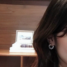Load image into Gallery viewer, C Shape White Zircon Pearls Studs Earring