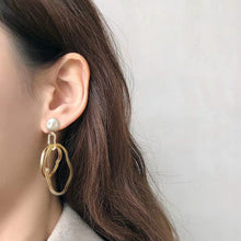 Load image into Gallery viewer, Vintage Gold Plated Irregular Oval Earrings