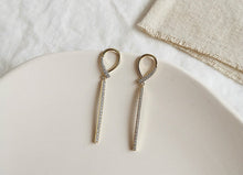 Load image into Gallery viewer, Diamante Gold Plated Oval Shape Drop Earrings