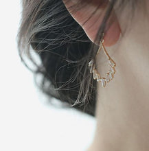 Load image into Gallery viewer, Fashion Design Gold Plated Silver Diamond Shape Drop Earrings with Zircon Crystal