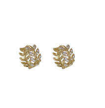 Load image into Gallery viewer, Gold Plated Diamante Leaf Earring Huggies