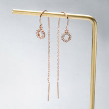 Load image into Gallery viewer, Rose Gold Silver Diamante Circular Chain Earrings
