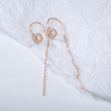 Load image into Gallery viewer, Rose Gold Silver Diamante Circular Chain Earrings
