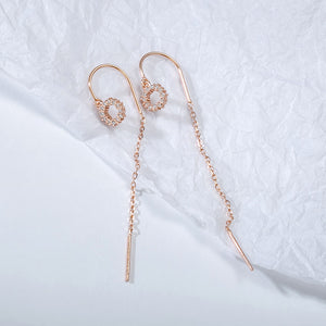 Rose Gold Silver Diamante Circular Chain Earrings