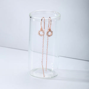 Rose Gold Silver Diamante Circular Chain Earrings