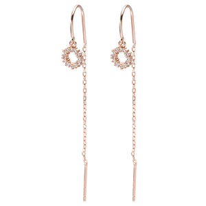 Rose Gold Silver Diamante Circular Chain Earrings