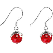 Load image into Gallery viewer, Cute Silver Christmas Vintage Red Crystal Ball Drop Earrings
