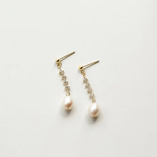 Load image into Gallery viewer, Diamante Pearl Drop Earrings
