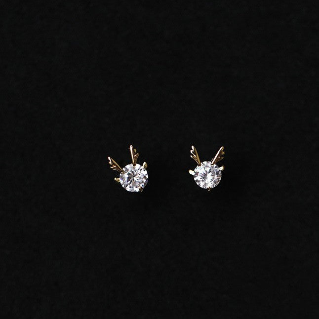 Deer Shape Zircon Diamond Stud Earrings