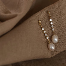 Load image into Gallery viewer, Diamante Pearl Drop Earrings
