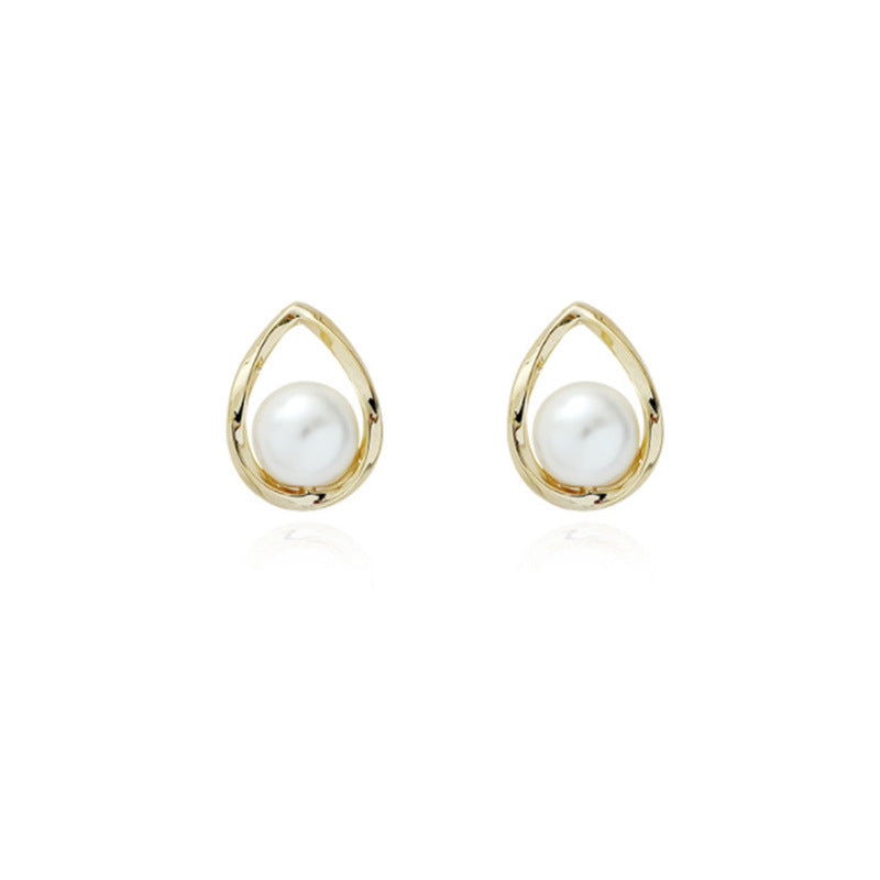 Gold Plated Fine Pearl Water Drop Shape Stud Earrings