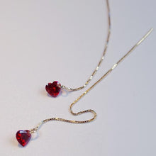 Load image into Gallery viewer, Red Black Heart Shape Zircon Snake Chain Earrings
