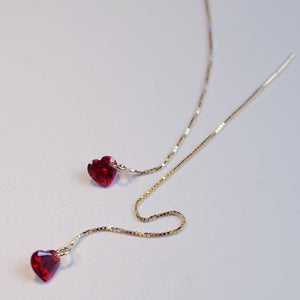 Red Black Heart Shape Zircon Snake Chain Earrings