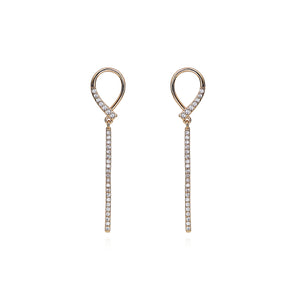 Diamante Gold Plated Oval Shape Drop Earrings