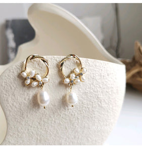 Gold Plated Pearls Drop Earrings