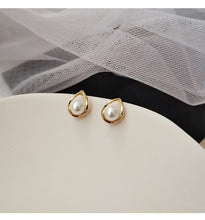 Load image into Gallery viewer, Gold Plated Fine Pearl Water Drop Shape Stud Earrings
