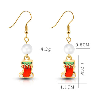 Christmas Party Pearl Zircon Drop Earrings - Multi Choices
