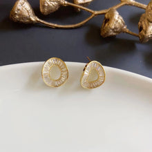 Load image into Gallery viewer, Zircon Diamante Circular Gold Plated Ear Studs Earrings
