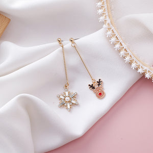 Popular Silver Zircon Christmas Party Ear Studs and Drop Earrings
