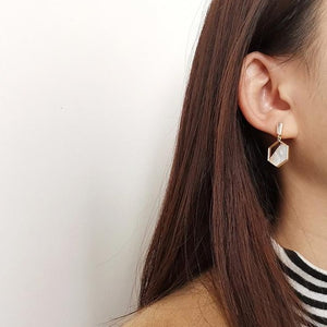 Geometric Shape Shell Stud Earrings
