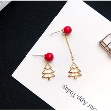 Load image into Gallery viewer, Asymmetric Christmas Tree Drop Earrings
