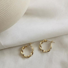 Load image into Gallery viewer, Gold Plated Twist Circle Huggie Earrings
