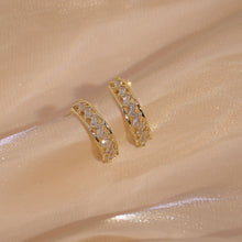Load image into Gallery viewer, Luxury Popular 14K Gold Plated Zircon C Shape Ear Studs Earrings
