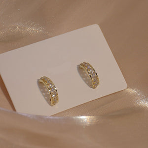 Luxury Popular 14K Gold Plated Zircon C Shape Ear Studs Earrings