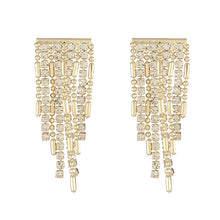 Load image into Gallery viewer, 14K Gold Plated Short Mini Square Zircon Chain Tassel Earrings Party Jewellery
