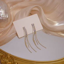 Load image into Gallery viewer, Gold Plated Zircon Diamante Long Tassel Earrings Party Wear

