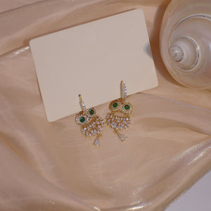 Fashion Owl 14K Gold Plated Zircon Drop Earrings