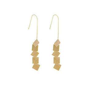 Korean Style Geometric Pierce Gold Plated Drop Earrings