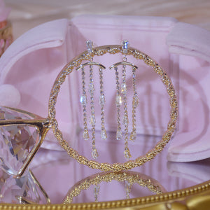 Popular Fashion Gold Plated Diamante Chandelier Tassel Earrings