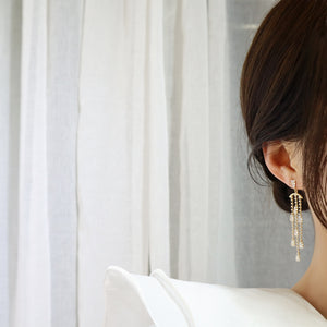 Popular Fashion Gold Plated Diamante Chandelier Tassel Earrings