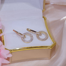 Load image into Gallery viewer, Luxury Gold Plated Diamante Circular Drop Earrings
