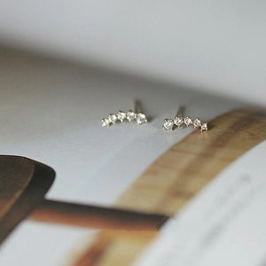Mini Rhodium Diamante Cuff Earring Gold Plated Silver