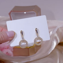 Load image into Gallery viewer, Luxury Gold Plated Diamante Circular Drop Earrings
